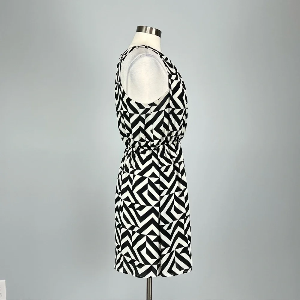 Francesca Bird Cage Womens Sleeveless Dress Black White Geo Print size Large - Picture 6 of 11